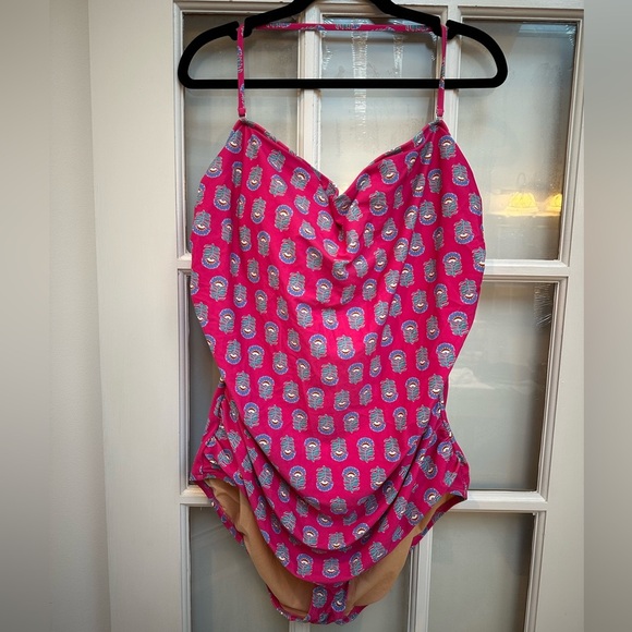 J. Crew Pink Floral Removable Halter Bandeau One Piece Swimsuit Plus Size 3X - Picture 10 of 11